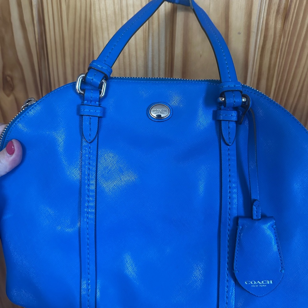 Coach Blue Shoulder Bag with Silver Hardware